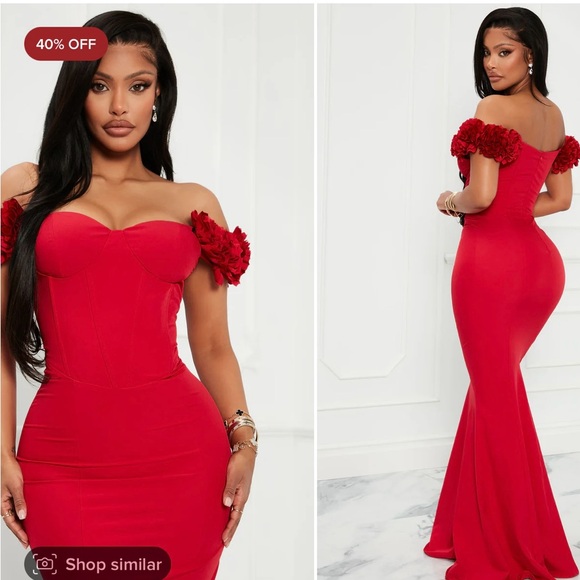 Fashion Nova Red Gown/ Dress - Picture 1 of 2